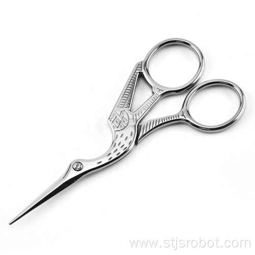 Stork cross-stitch sewing crane scissors silver stainless steel scissors